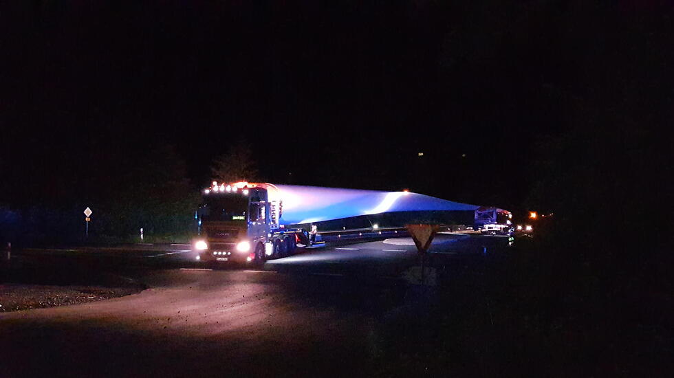 So lief der Schwertransport der Teile für den Windpark Grünberg