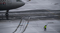 Schnee auf dem Flughafen Frankfurt