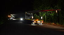 So lief der Schwertransport der Teile für den Windpark Grünberg