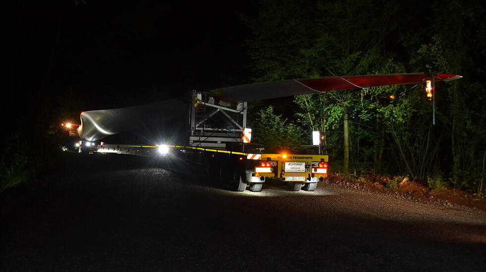 So lief der Schwertransport der Teile für den Windpark Grünberg