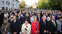 Großer Wahlkampftag in Gießen: Merkel-Besuch und NPD-Kundgebung