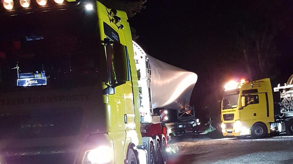 So lief der Schwertransport der Teile für den Windpark Grünberg