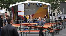 Großer Wahlkampftag in Gießen: Merkel-Besuch und NPD-Kundgebung